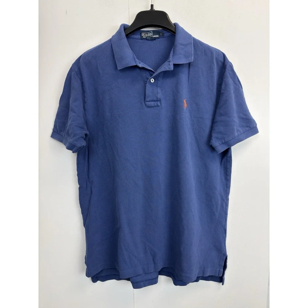 Polo Ralph Lauren Mens Size L Polo Shirt‎ Blue, Orange Pony Logo Classic Fit
